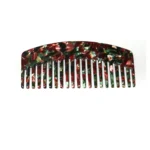 Floral Acetate Dressing Comb 16cm | Red & Green Chip Pattern - 9