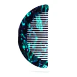Half-Moon Acetate Comb 9.7cm | Teal & Violet, Fine Teeth - 3