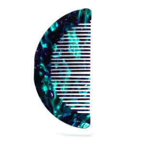 Half-Moon Acetate Comb 9.7cm | Teal & Violet, Fine Teeth — product detail