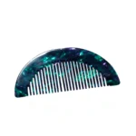Half-Moon Acetate Comb 9.7cm | Teal & Violet, Fine Teeth - 4