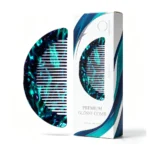 Half-Moon Acetate Comb 9.7cm | Teal & Violet, Fine Teeth - 5