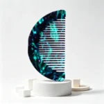Half-Moon Acetate Comb 9.7cm | Teal & Violet, Fine Teeth - 7