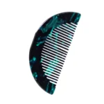 Half-Moon Acetate Comb 9.7cm | Teal & Violet, Fine Teeth - 8