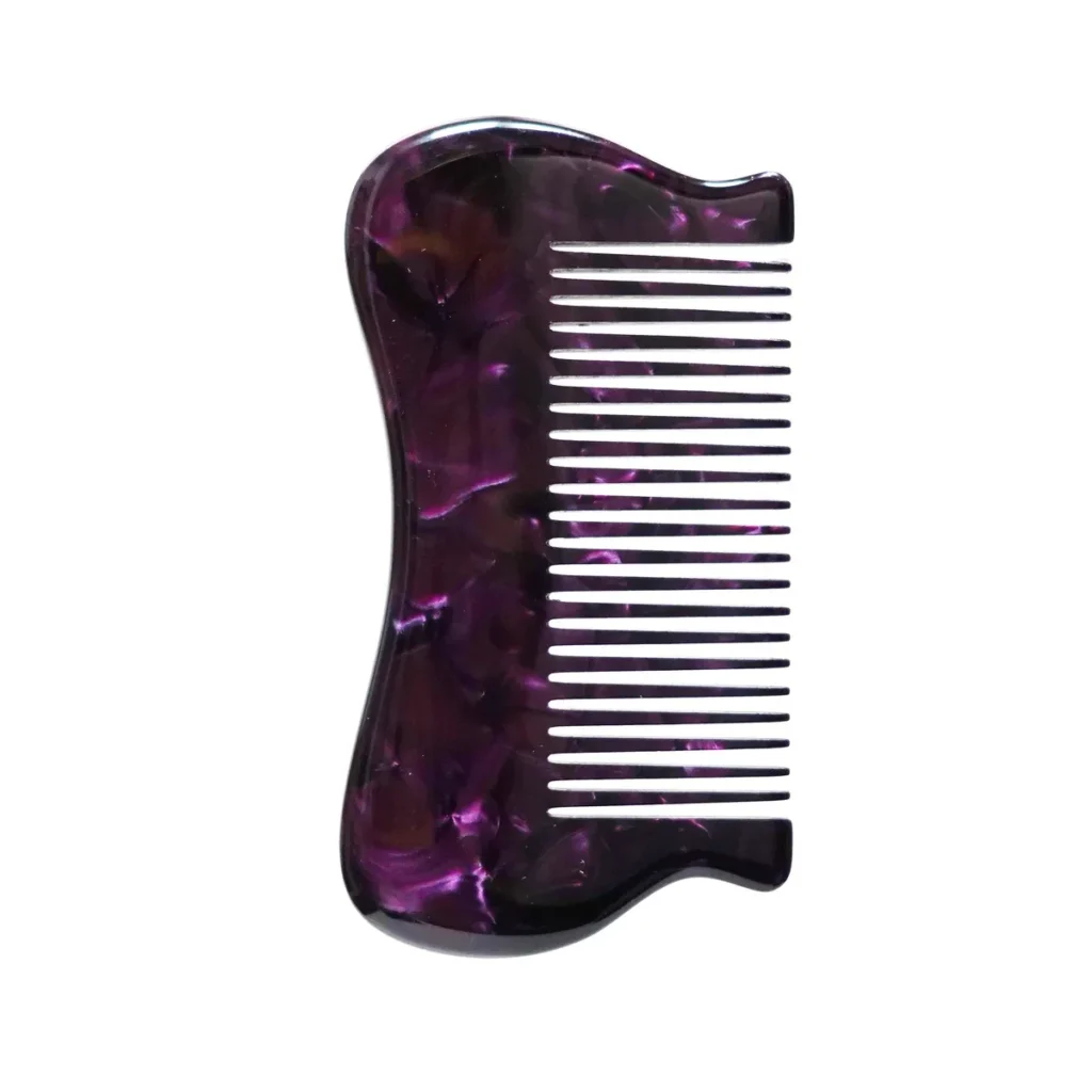 Purple Marble Pocket Comb 11cm | Sculpted Body, Fine Teeth