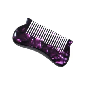 Purple Marble Pocket Comb 11cm | Sculpted Body, Fine Teeth — product detail