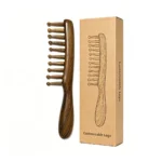 Green Sandalwood Round Tooth Comb 19.5cm | Domed Wooden Teeth - 2