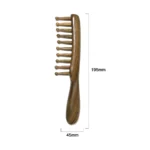 Green Sandalwood Round Tooth Comb 19.5cm | Domed Wooden Teeth - 3