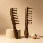 Green Sandalwood Round Tooth Comb 19.5cm | Domed Wooden Teeth - 6