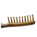 Green Sandalwood Round Tooth Comb 19.5cm | Domed Wooden Teeth - 8