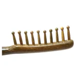 Green Sandalwood Round Tooth Comb 19.5cm | Domed Wooden Teeth - 9