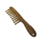Green Sandalwood Round Tooth Comb 19.5cm | Domed Wooden Teeth - 11