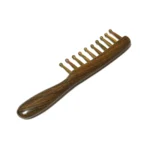 Green Sandalwood Round Tooth Comb 19.5cm | Domed Wooden Teeth - 12