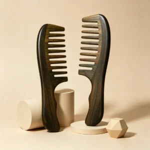 Green Sandalwood Wide Tooth Comb 20cm | Shaped Handle — product detail