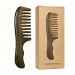 Green Sandalwood Wide Tooth Comb 20cm | Shaped Handle - 4