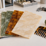 Tortoise shell acetate sheets, comb and hair clip