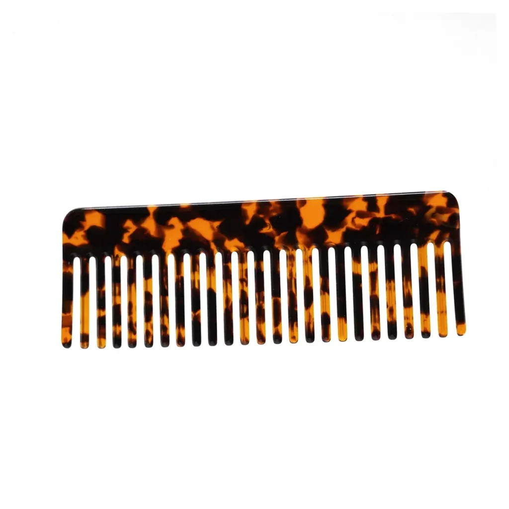 Tortoiseshell Rectangular Comb 13cm | Fine & Wide Tooth Sections