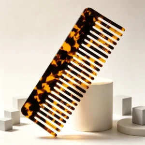 Tortoiseshell Rectangular Comb 13cm | Fine & Wide Tooth Sections — product detail