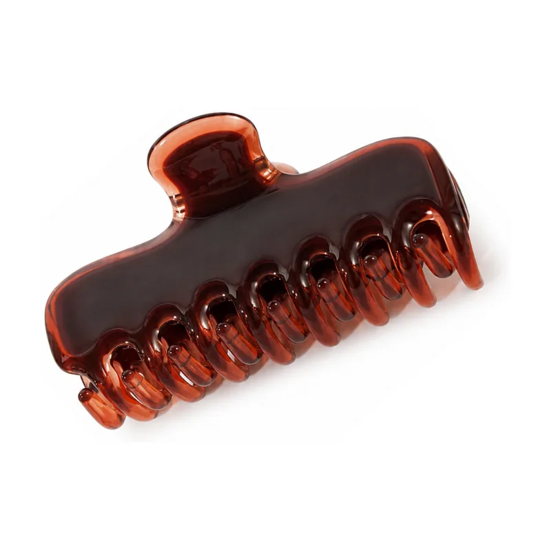 Translucent cocoa brown acetate claw clip with thick jelly teeth