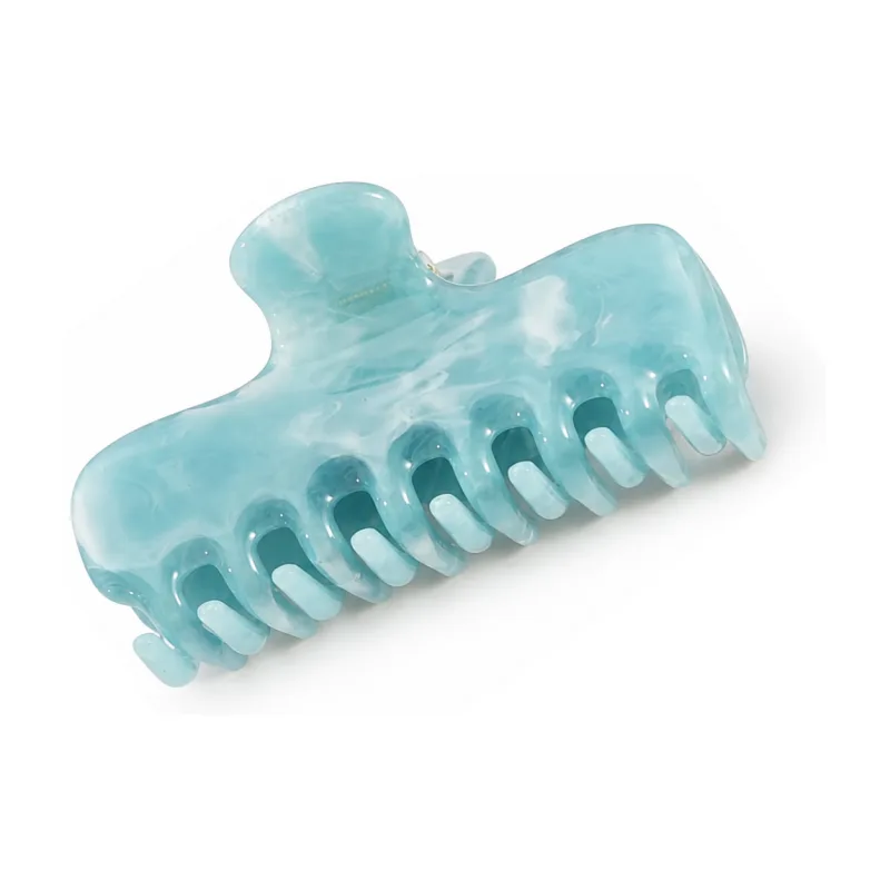 Translucent sky blue acetate claw clip with thick jelly teeth
