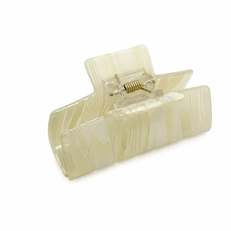 Ivory marble acetate rectangular frame claw clip