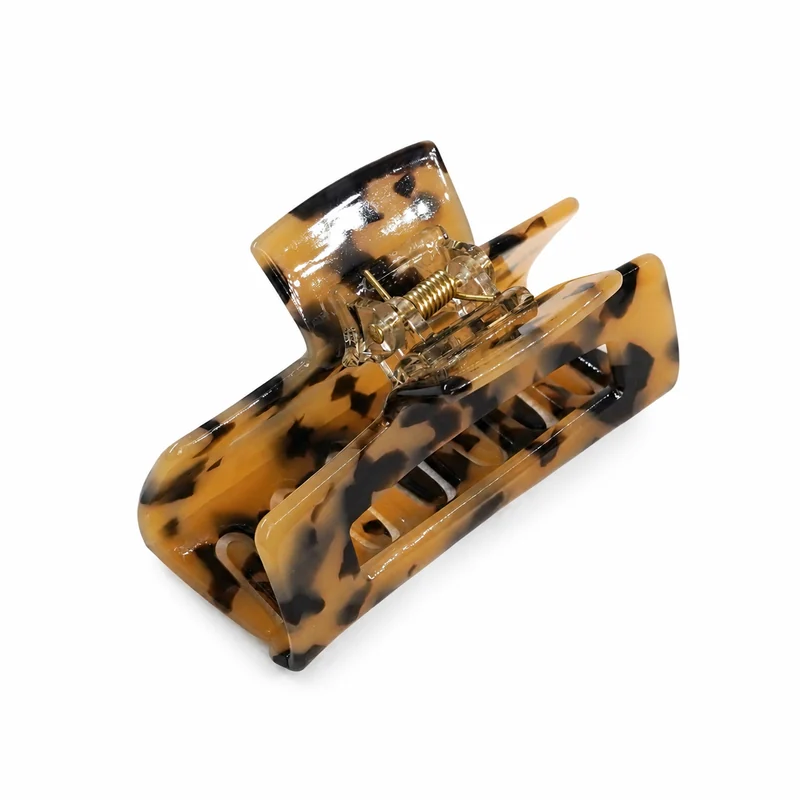 Blonde tortoiseshell rectangular frame acetate claw clip
