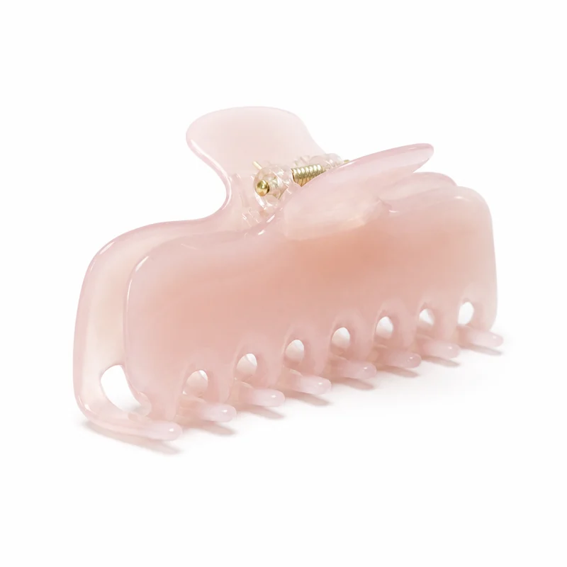 Rose quartz pearl acetate shark claw clip
