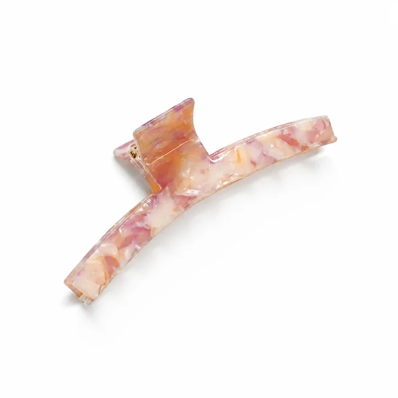 Slim arched acetate claw clip in rose confetti sheet